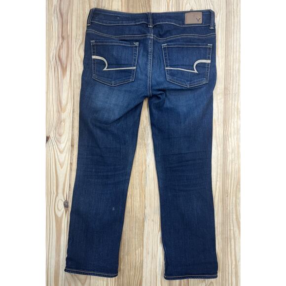 American Eagle Outfitters Artist Crop Stretch Jeans Womens 4 Dark Blue Denim - Picture 2 of 6
